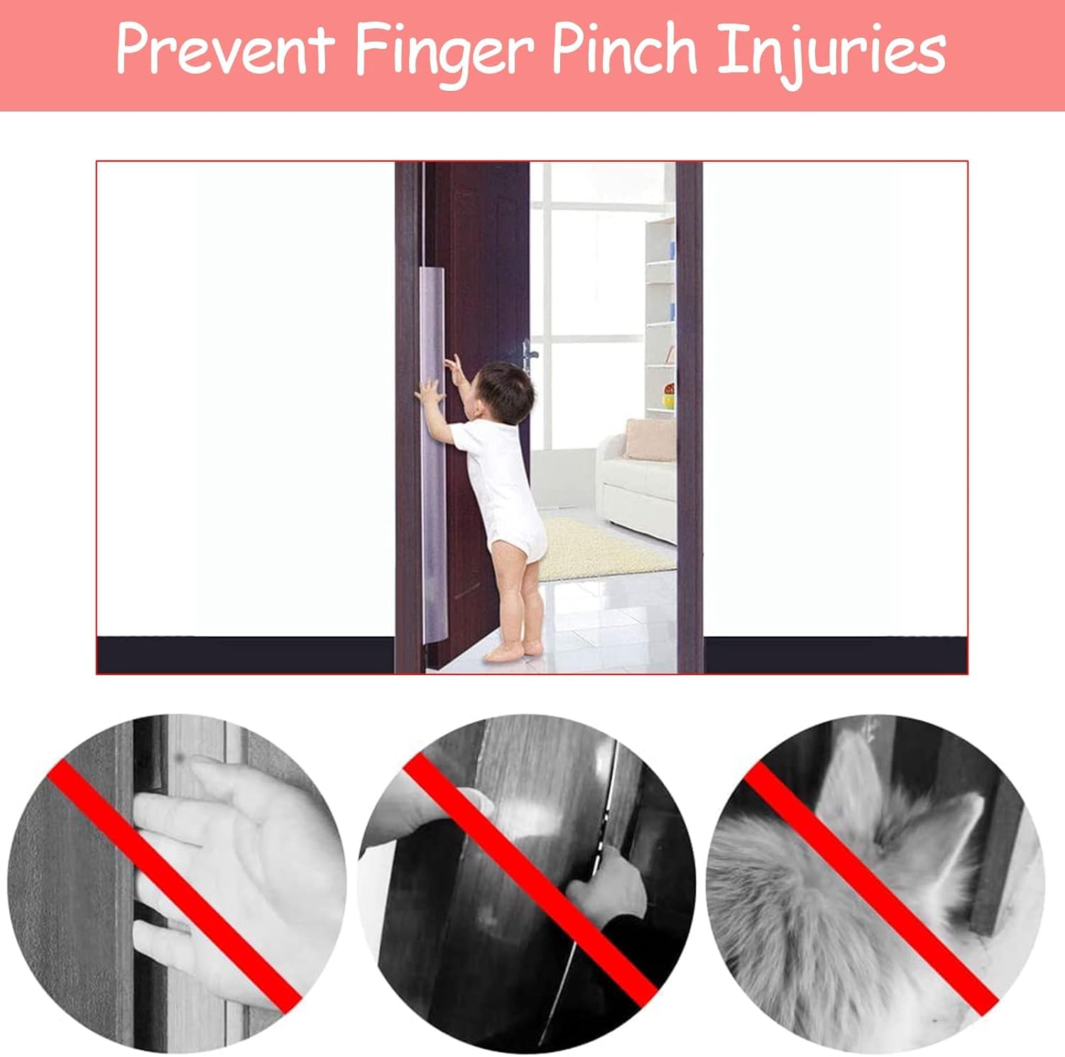MEISO 2 Piezas Protector de Dedos para Puerta, Protectores Antipellizcos Puertas, Protector Puertas Niños Dedos, Protector de Clip para Dedos de Puerta Autoadhesivo, para Guarderías, Hogar, Escuela