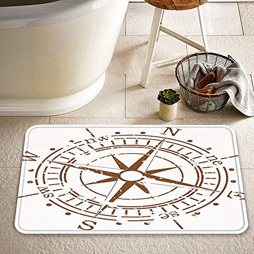 Badematte, rutschfest Waschbar Badezimmerteppich 60X100 cm,Kompass, Navigationsgerät des Zeitalte,Weiche Hochflor Badvorleger, Trocknend und