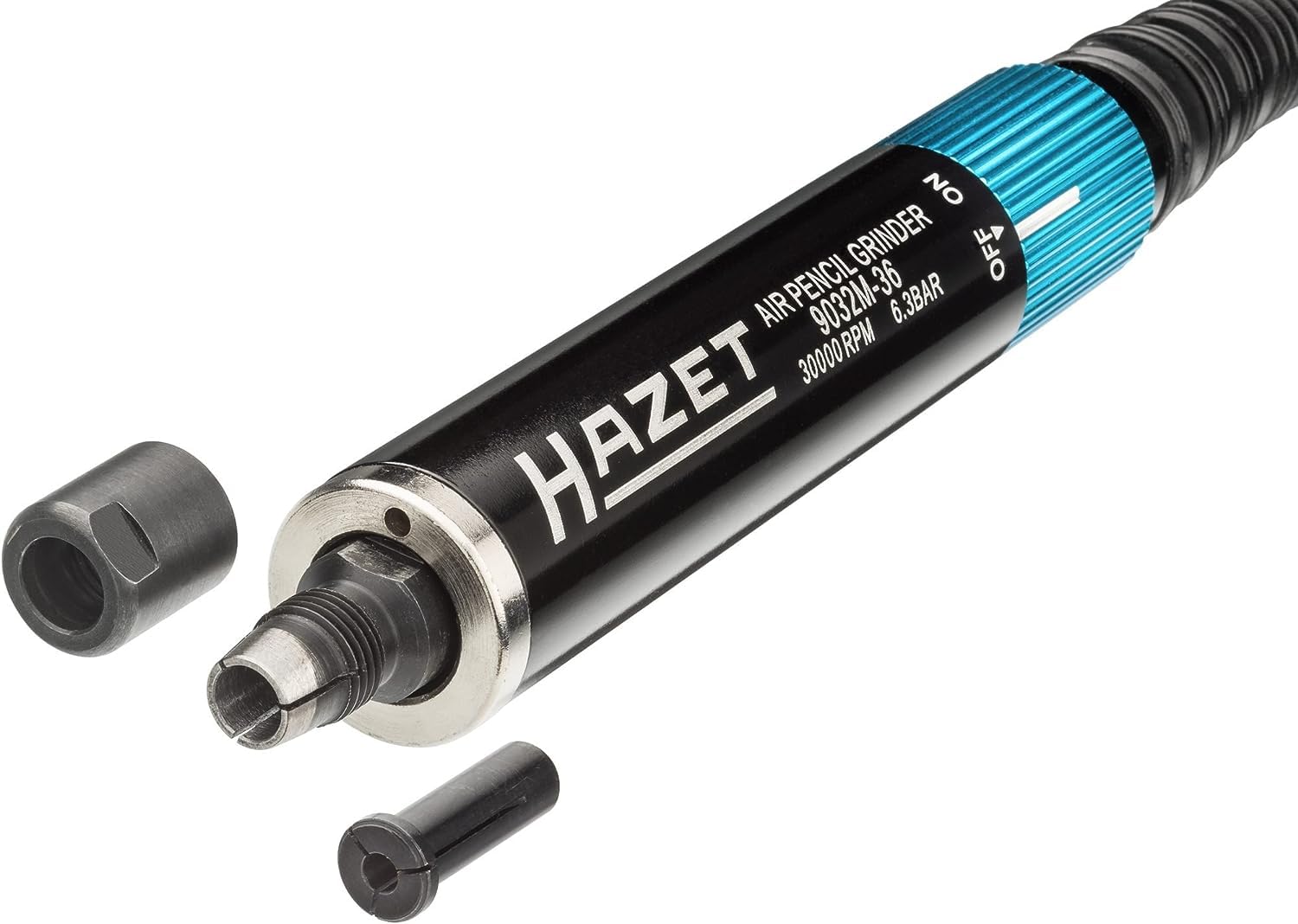 HAZET Mini-meuleuse à tige 9032M-36 I modèle droit, filetage intérieur 12,91 mm (1/4"), fiche d'accouplement incluse I usinage précis de pièces dans des espaces restreints