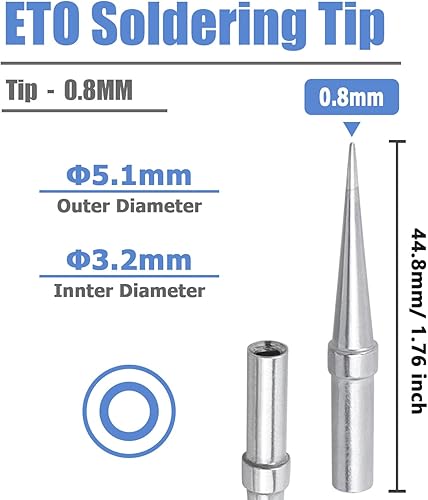 Miniatura 2 de Mesee Juego de puntas de soldadura ETO de 5 piezas Weller ET Series Soldador Puntas de repuesto de hierro de soldadura sin plomo Kit de puntas de