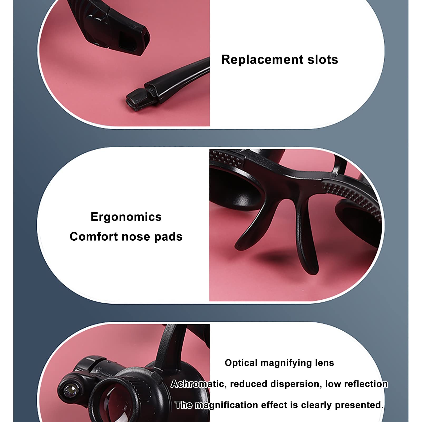 BAFAFA Lupenbrille Kopflupe Mit Licht Reparaturlupe Hilfe Für Präzises Arbeiten, Reparatur Inspektionslupe LED-Licht Für Alte Männer, Schmuck, Identifikation, Uhren, Reparatur
