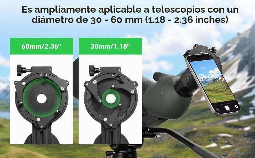 Adaptador universal de digiscoping para smartphone con soporte magnético FANAUE S6 4