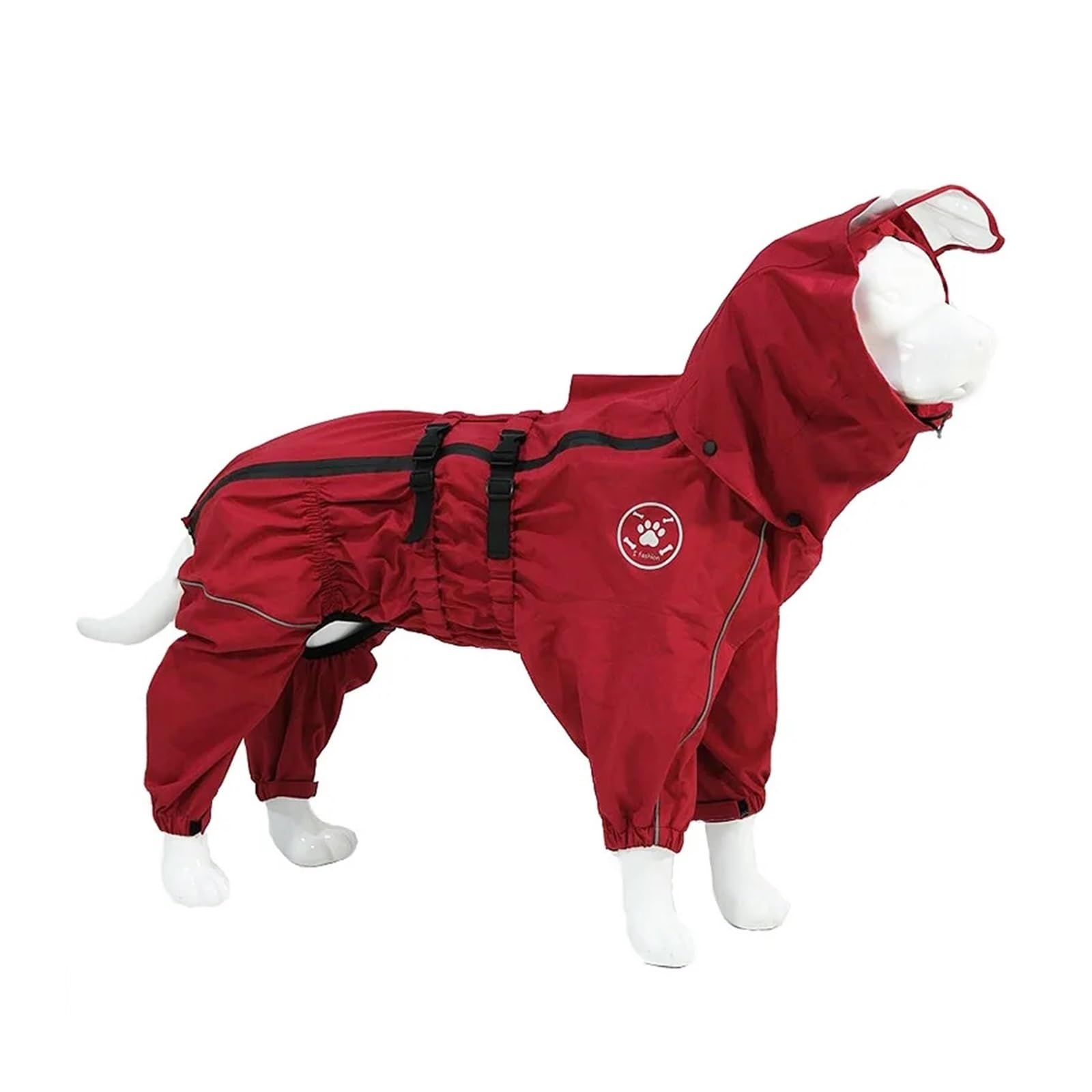 Manteau imperméable chien rouge XS avec capuche ajustable pour taille moyenne et grande