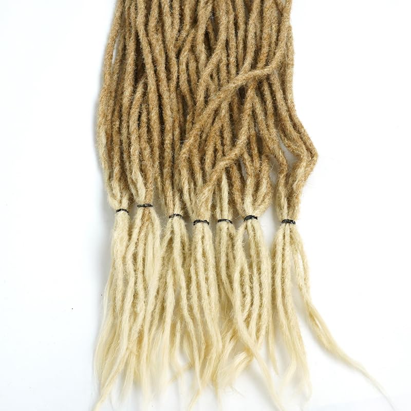 Supernova Hair 7 Packs Dreadlocks Extensions Ombre Blonde MT27/613# 22 Inch 6 Strands/Pack Handmade Dreadlock Crochet Hair Synthetic Fiber Hair Locs Crochet Hair for Women (22inch,7 Packs)