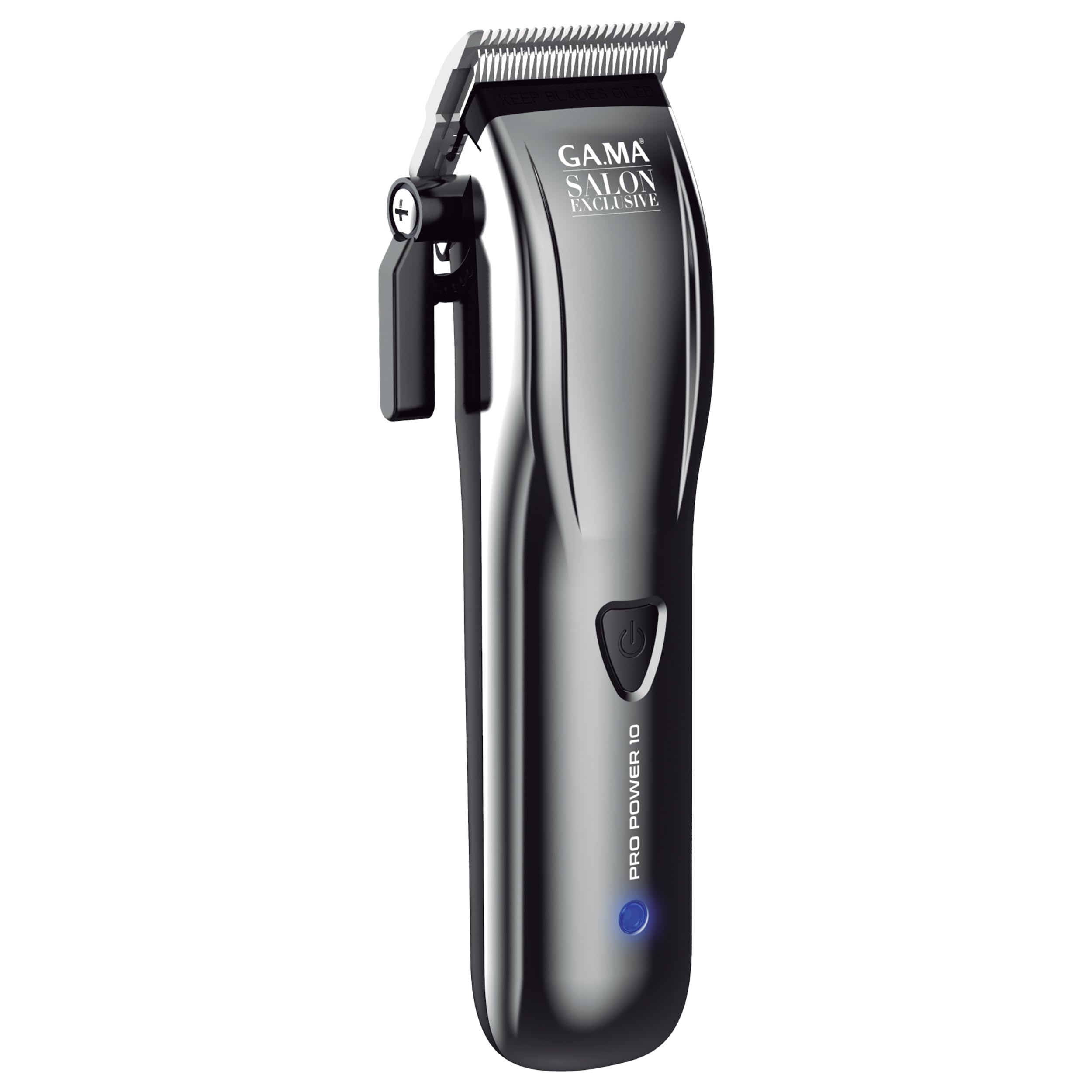 GA.MA Pro Power 10 Hair Clipper, Corded or Cordless, 9000 RPM Motor, DLC-Coated Blades, Lithium Battery, Adjustable Cutting Length