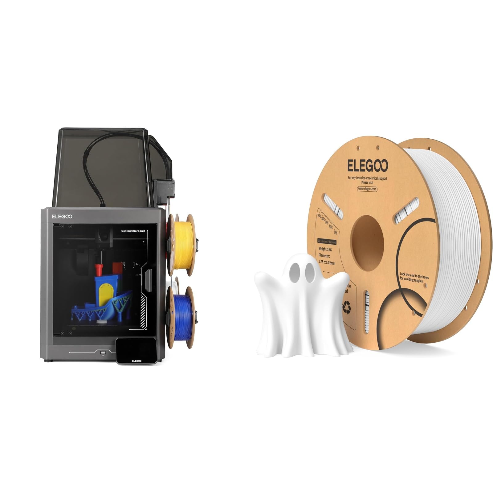 ELEGOO Centauri Carbon 2 Impresora 3D & PLA Filament Blanco 1KG