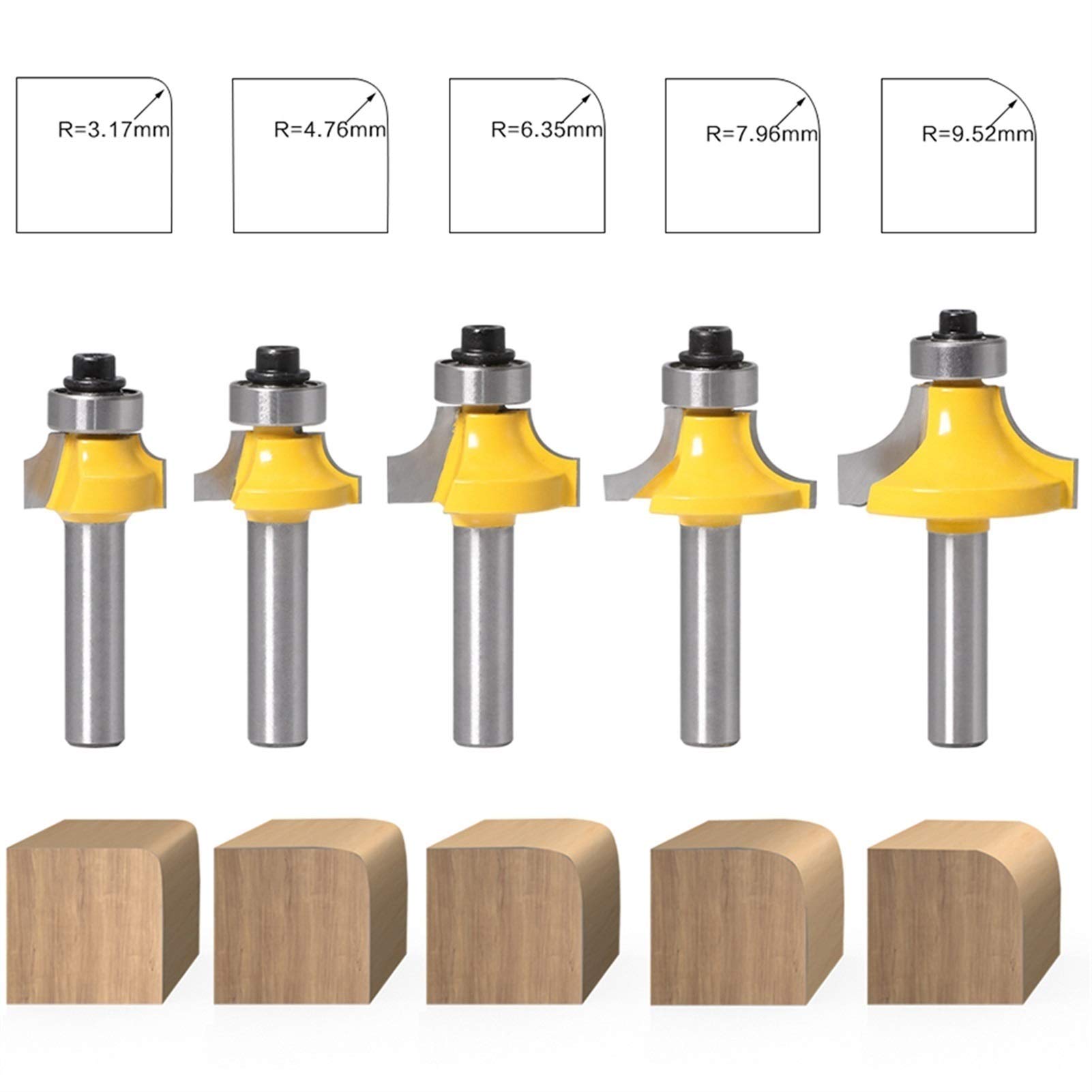 Zkenyao-Router Bit 8mm schacht T-sleuven Router Bit Bit met lager hout frees houtwerk gereedschap voor hout, 1st, gebruik veiligheid betrouwbaar (snijrand lengte: 8x32x16mm