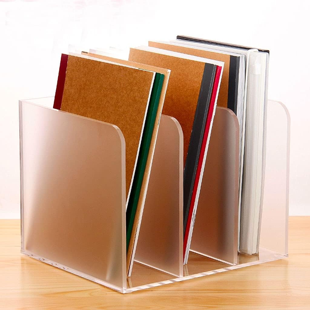 雑誌棚の仕切り、 アクリル製 3セクション デスクファイルオーガナイザー ペーパーソーター ブルーまたはクリア(Blue clear