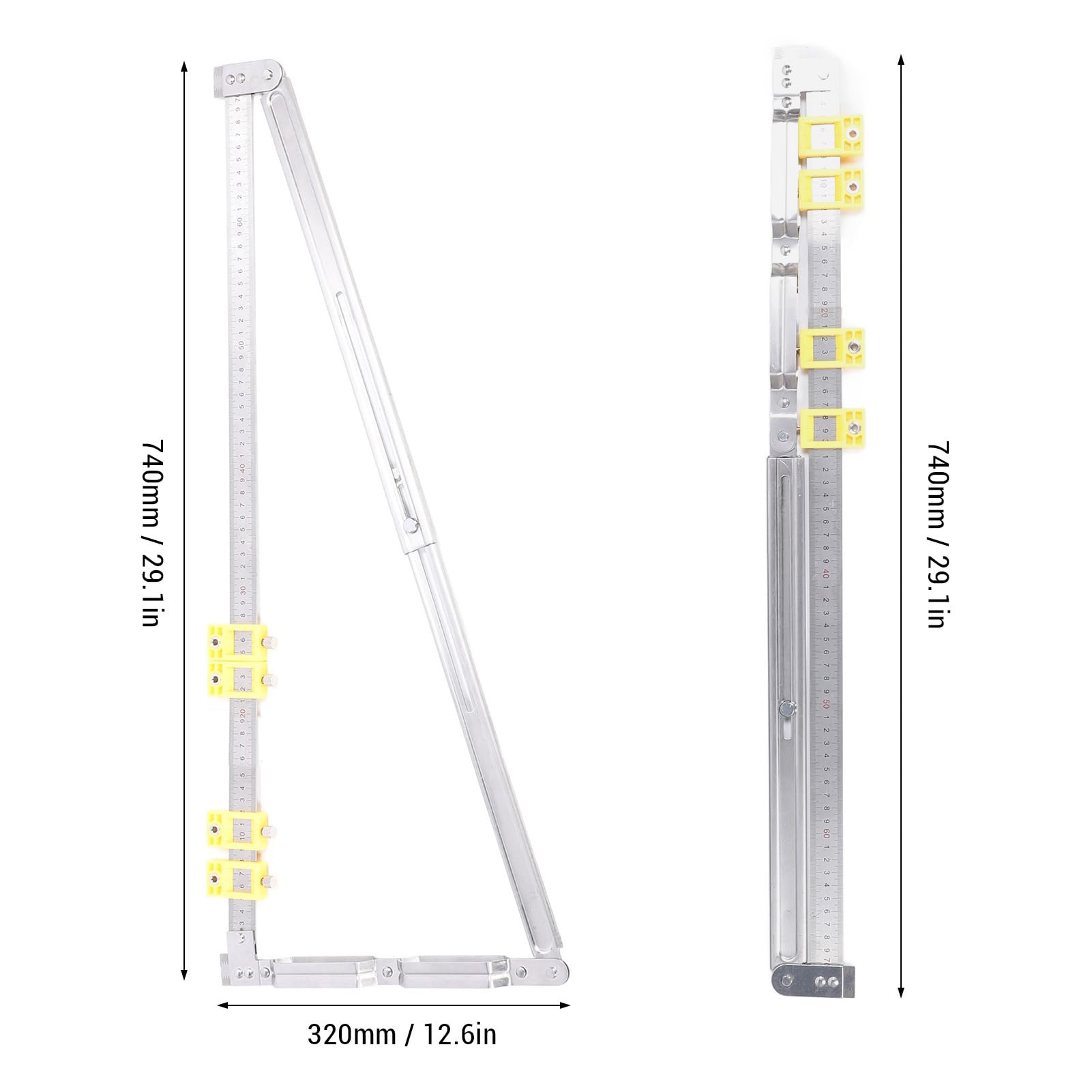 FTVOGUE Righello di Posizionamento Connettore Nascosto 2 in 1, Strumento di Tracciamento Telescopico in Acciaio Inossidabile per Progetti di Lavorazione del Legno, Strumento di Misurazione Portatile