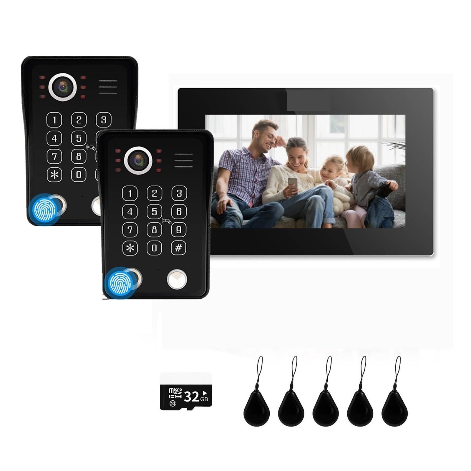 Hvsyvvsrl 218Bs2 7Inch Video System Home Fingerprint 5In1 Unlock Entry Doorphone Smart 1080P Touch Wifi Monitor Cam Doorbell Two Way Audio(218Bs2 7Inch)