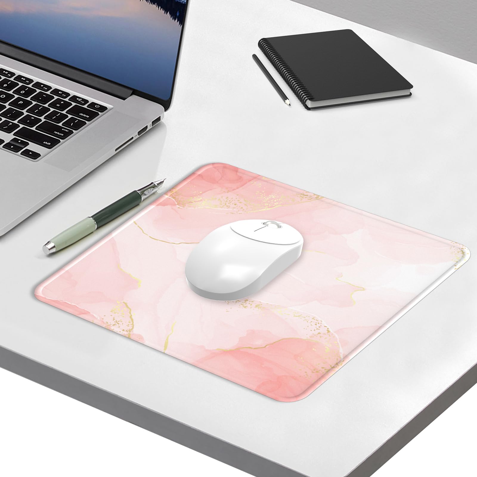 Alfombrilla Ratón Reposamuñecas,Gaming Mouse Pad Ergonómica con Apoyo de Gel,Alfombra Raton para Ordenador,reposamuñecas Raton con Base de PU Antideslizante (13-Oro Blush)