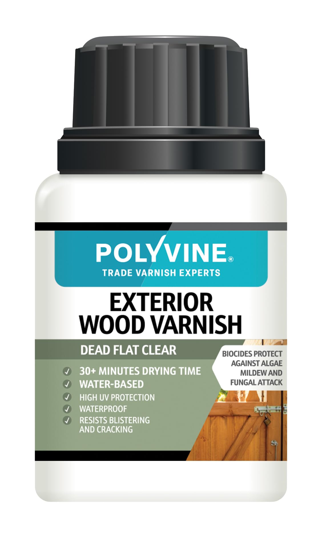 Polyvine Exterior Wood Varnish Dead Flat Finish – Quick Drying, Water-Based, High UV Protection & Weather Resistant Clear Varnish for Outdoor Wood & Timber – No Blistering or Peeling, 100ml