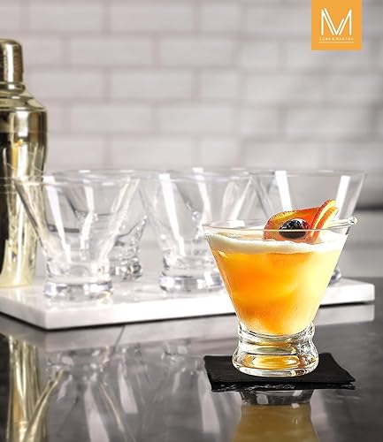 Miniatura 3 de LUNA & MANTHA Vasos de Martini para bar en casa, fiestas de noche, cumpleaños (juego de 4 con tallo + juego de 4 sin tallo)