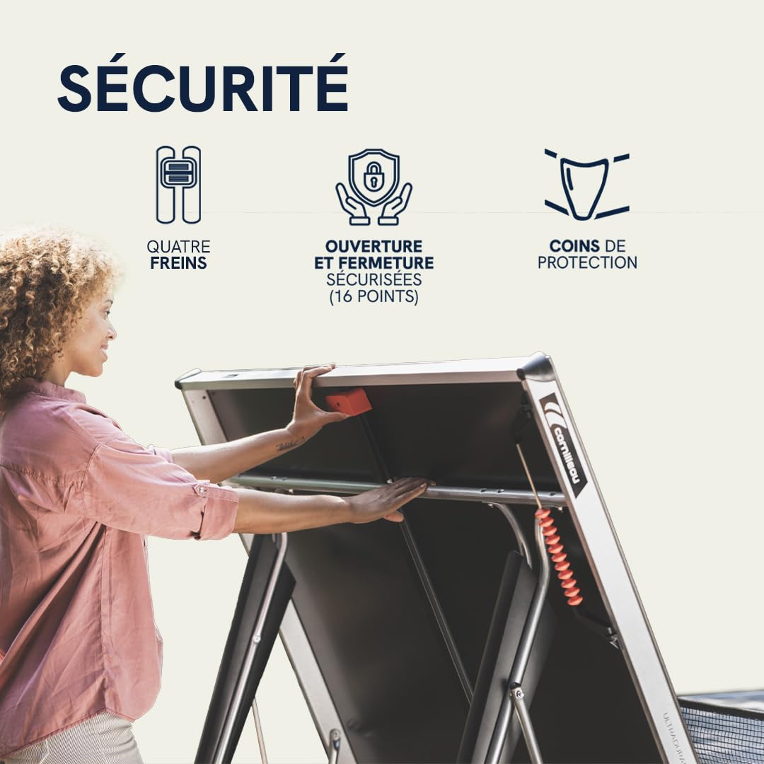 Cornilleau- 500X Outdoor Table de Ping Pong d'Extérieur Loisir - Made in France (Plateau Bleu ou Noir 6mm)