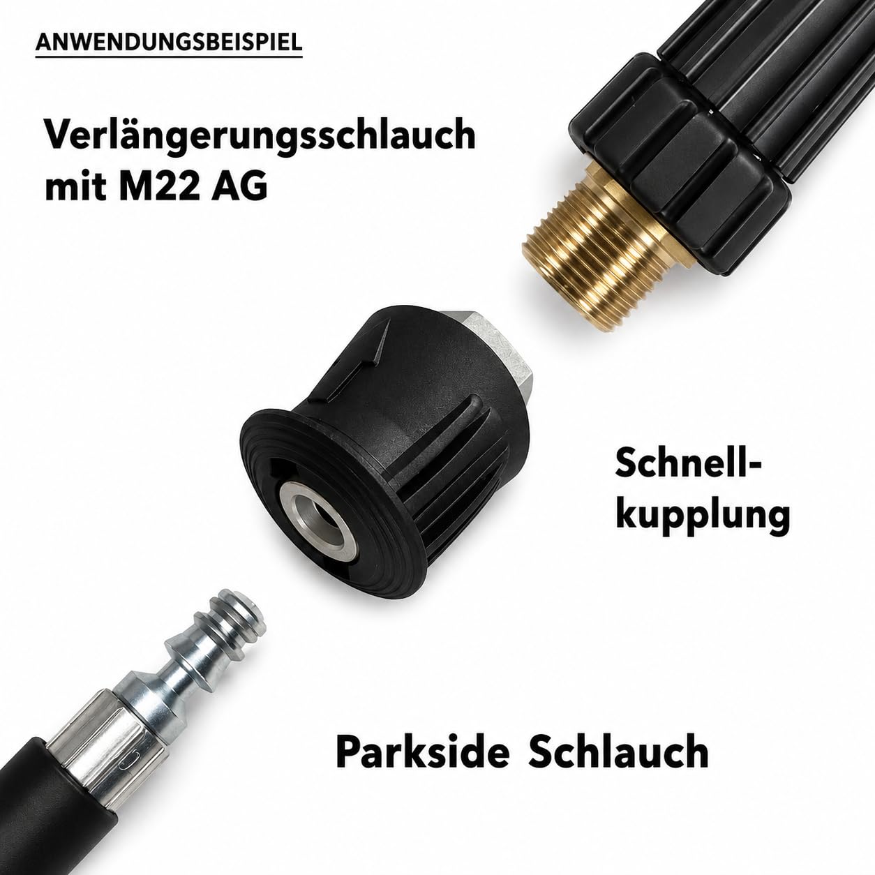M&M Smartek Adaptateur pour nettoyeur haute pression Parkside - Connexion rapide sur filetage extérieur M22 - compatible avec Parkside - reproduction robuste