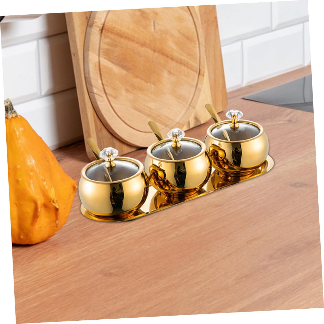MAGICLULU Gewürztopf Aus Edelstahl Mit Deckel Und Löffel Luftdichte Aufbewahrungsbox Für Gewürze Salz Und Zucker Praktisches Küchenorganizer Auffangschale