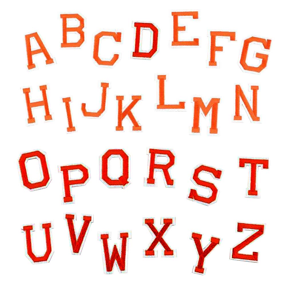 Niangzisewing 26pcs Orange Letter Iron-on sew-on Patches Sewing Patch Craft Decoration (Orange Letters, 1 3/4") (Orange Letters)