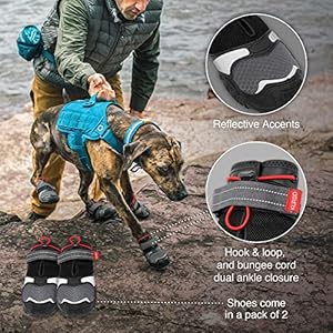 Kurgo Blaze Cross Dog Shoes - Winter Boots for Dogs, All Season Paw Protectors - for Hot Pavement and Snow - Water Resistant, Reflective, No Slip - Includes 2 Shoes - Chili Red/Black - XL Kurgo Blaze Cross Dog Shoes Winter Boots for Dogs All Season Paw Protectors for Hot Pavement and Snow Water Resistant Reflective No Slip Includes 2 Shoes Chili RedBlack XL
