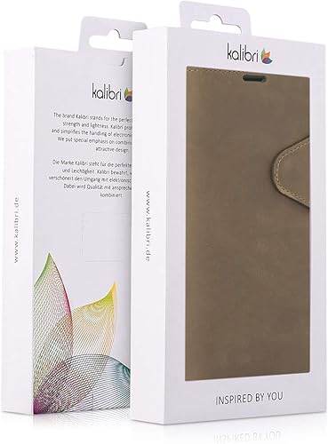 Miniatura 7 de kalibri Funda compatible con Samsung Galaxy S20 Ultra - Funda protectora de piel auténtica tipo cartera con ranura para tarjetas - Marrón
