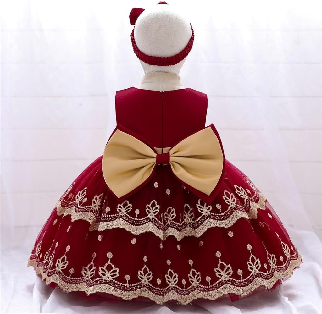 Dressy Daisy Baby Toddler Girls' Special Occasion Dresses Wedding Flower Girl Christmas Party Fancy Ball Gown with Headband - Image 2