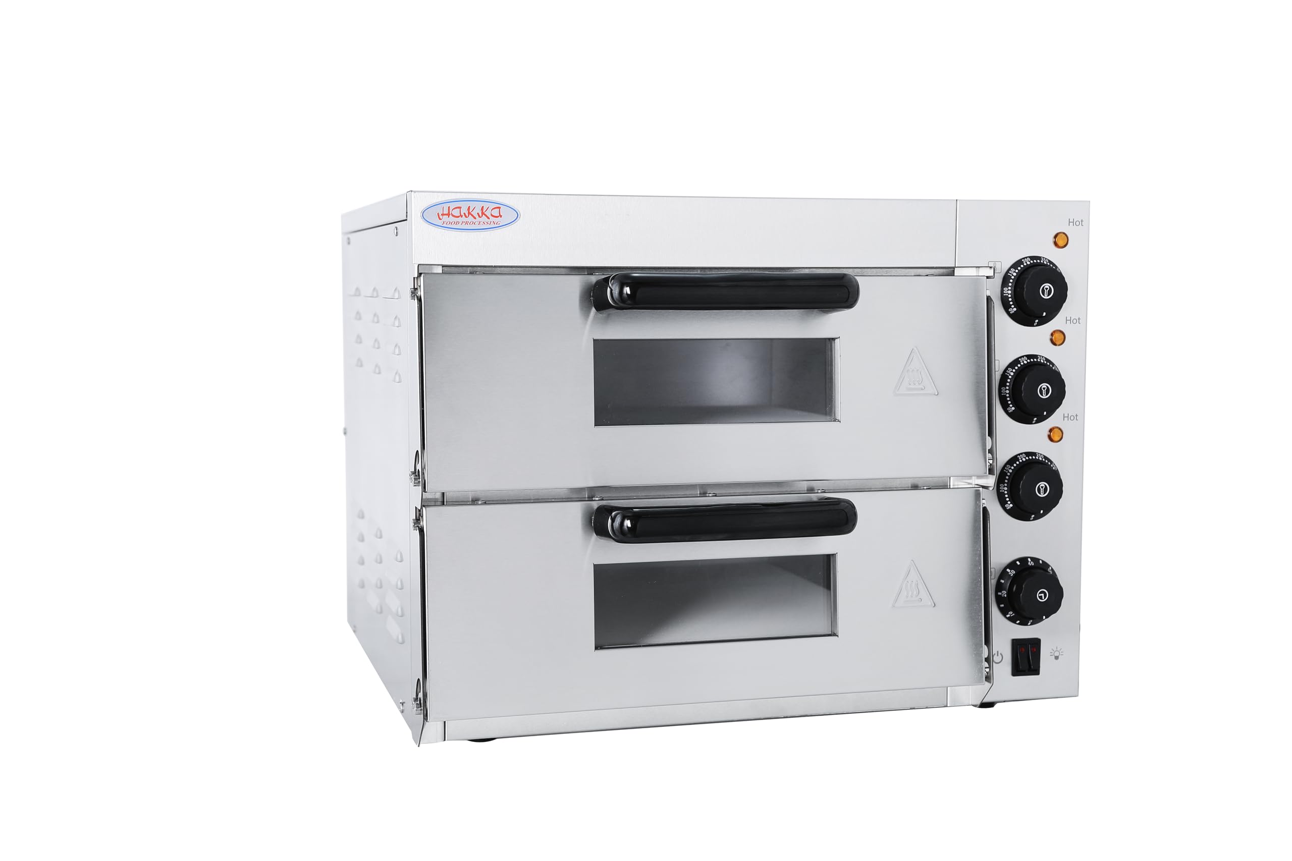 Hakka Professional Pizza Oven 3000 W, Double Layer, with 40 cm Refractory Clay Stone – Temperature Adjustment (50-350 °C) & Timer (0-60 min), for Restaurants, Bakery, Family Parties