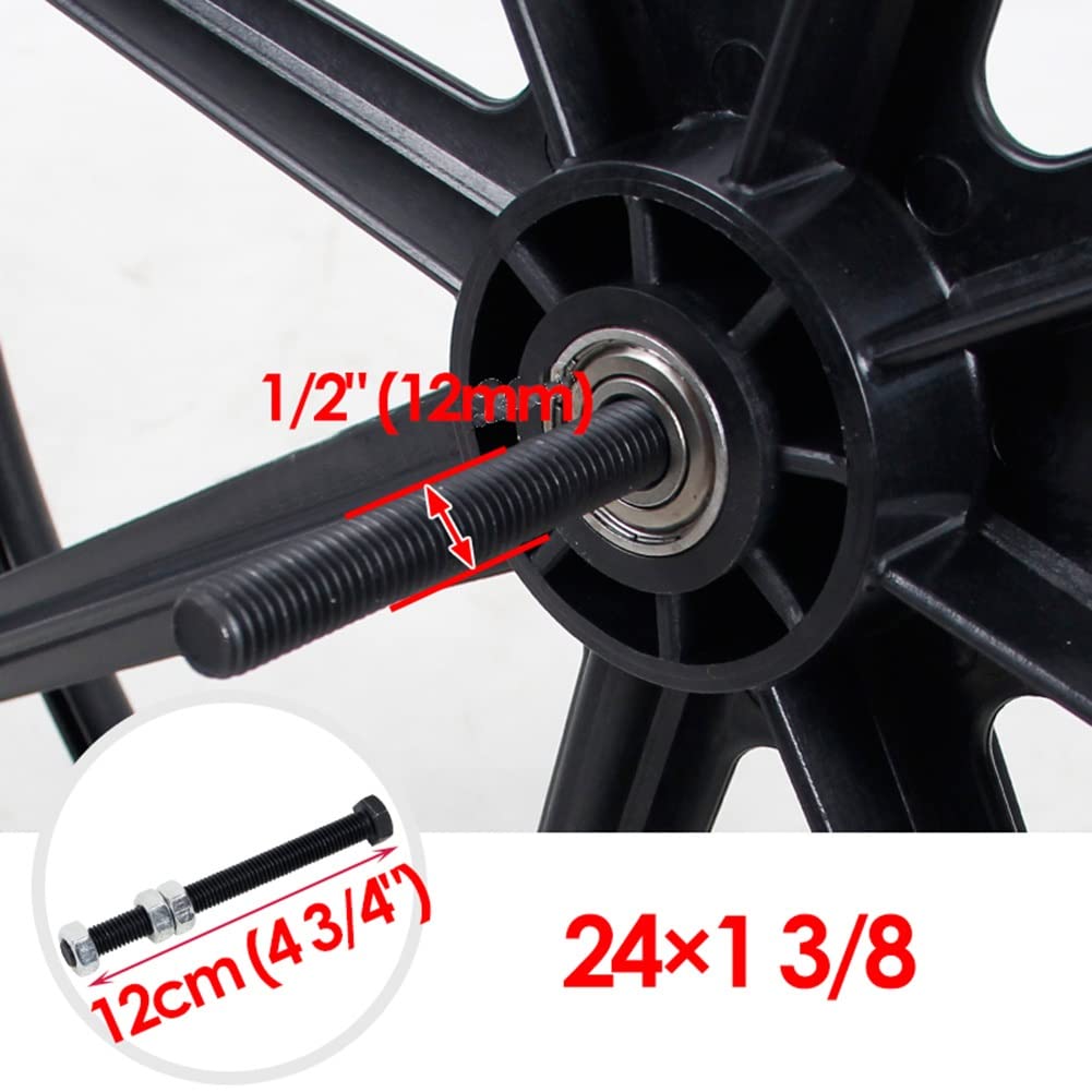 LekLai Ruedas Traseras para Silla de Ruedas de 24 Pulgadas con Volante Manual, Rueda Trasera Sólida de 24X1 3/8 de Repuesto para Silla de Ruedas Manual, 2 Piezas/Black/24X1 3/8