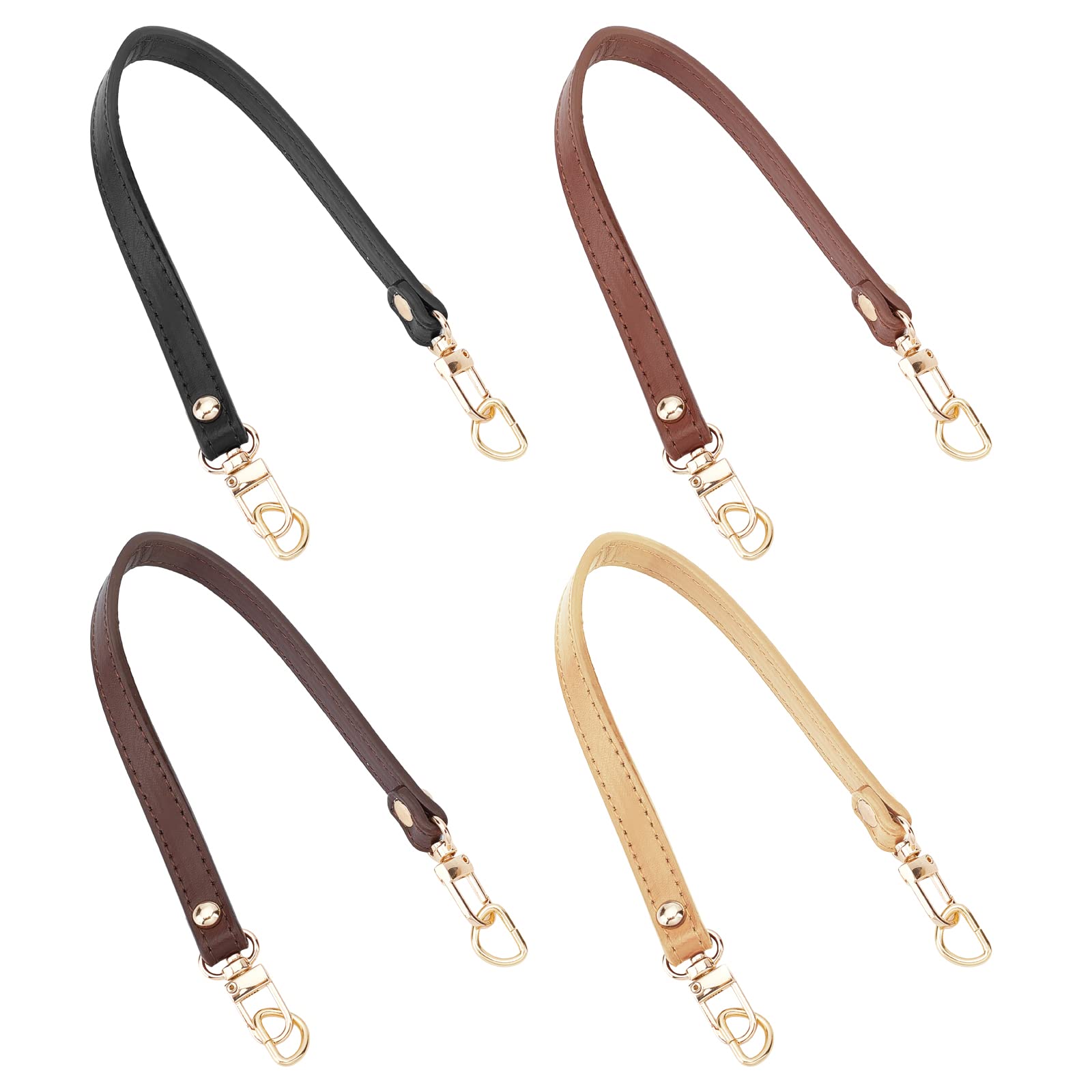 WADORN 4 Colors Short Purse Strap Replacement, 12.9 Inch PU Leather Handbag Top Handle Straps with D Ring DIY Bag Making Strap for Briefcase Tote Bag Bucket Bag Hobo Bag