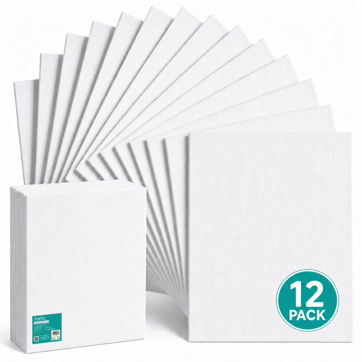 Exerz Canvas Panel 24x30cm 12pcs, 3mm Canvas Board 280gsm 100% Cotton/Blank/Triple Primed/Acid Free/Medium Grain - Oil & Acrylic โ image 1
