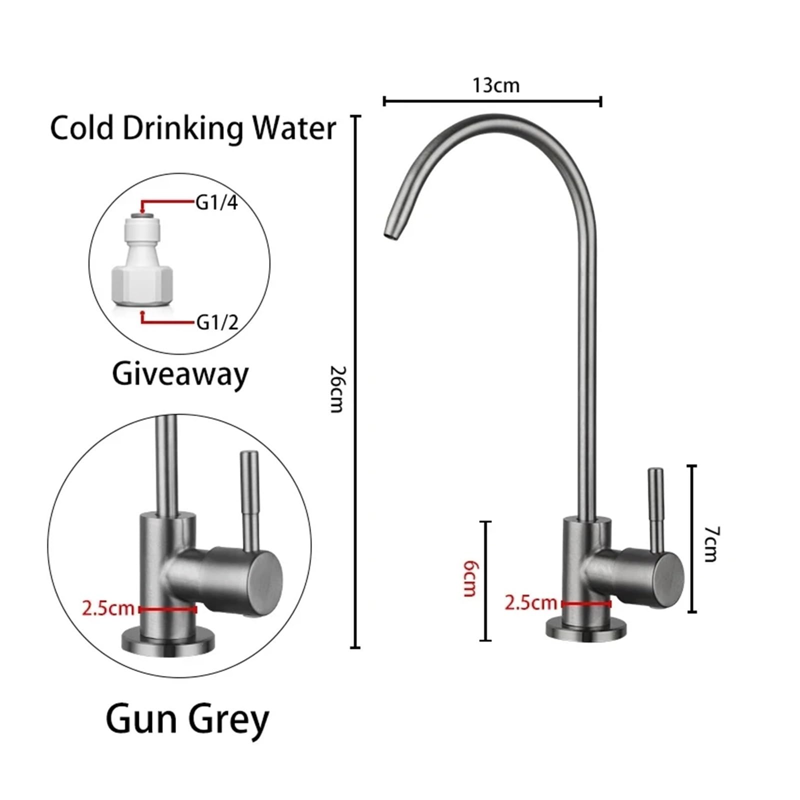 Kran kuchenny ze stali nierdzewnej, filtr do wody pitnej, mikser łazienkowy - wysokiej jakości system oczyszczania wody dla zdrowego życia, Gun Gray-A, Gun Gray，Gun Gray-A，Gun Gray-A