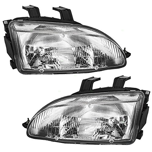 Brock Replacement Driver and Passenger Headlights Headlamps Compatible with Civic 33150SR3A01 33100SR3A01 -  AutoandArt, AA-7221-0014LR