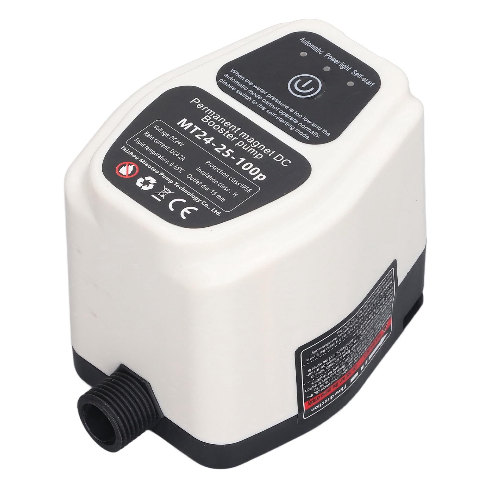 Pompe à Pression de Surpression D'eau, Pompe de Surpression Automatique 100 W 24 V, Moteur sans Balais intégré et Turbine Centrifuge, pour Buses de Jardin, Douches (blanc) (Prise
