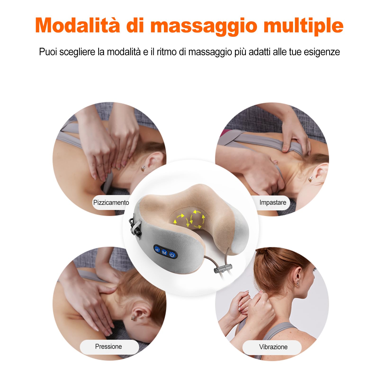 Ergocar Cuscino Per Massaggi Massaggiatore Per Il Collo Massaggiatore Per Cervicale Allevia Il Dolore Muscolare Cuscino Da Massaggio a Forma Di U Per Casa Auto e Ufficio (Marrone)
