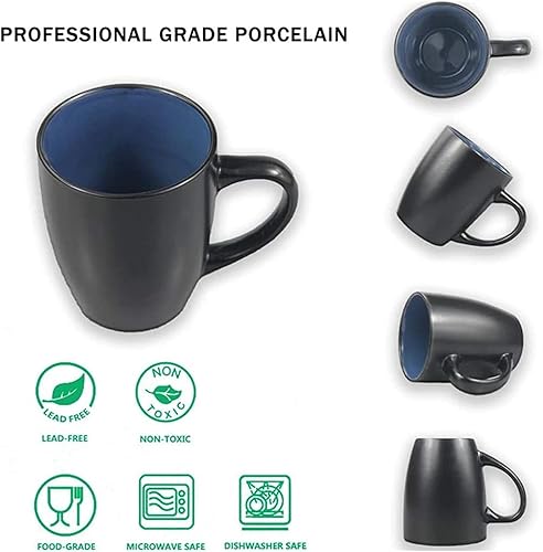 Miniatura 3 de Juego de 6 tazas de café de 12 onzas, tazas de café de cerámica con asa grande para mujeres y hombres, juego de tazas de café para cacao, capuchino,