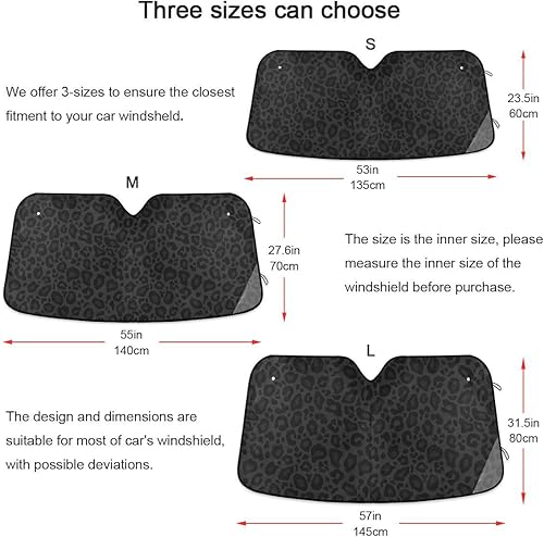 Miniatura 5 de Parasol para parabrisas de automóvil, con estampado de leopardo negro, para protección contra rayos UV y calor solar, camuflaje gris, bloquea el