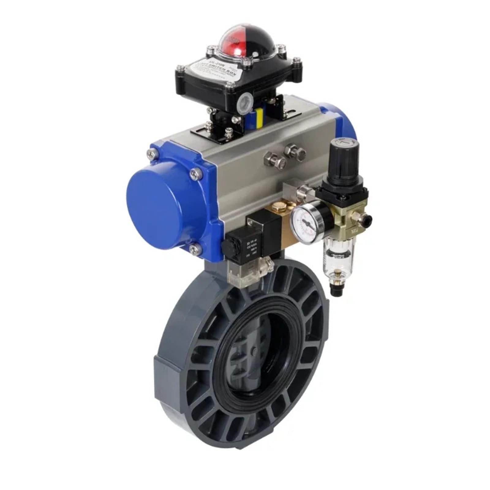 JNVFTCUX PN10 wafer butterfly valve for pneumatic actuator air supply 4~6bar with hand wheel