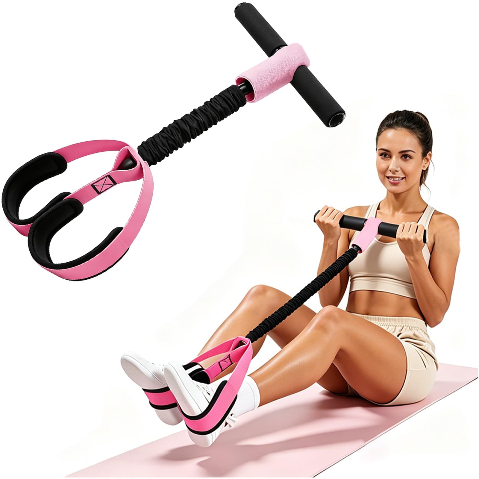 Pedal Puller Resistance Band Upgraded Anti-Slip Durable Pink