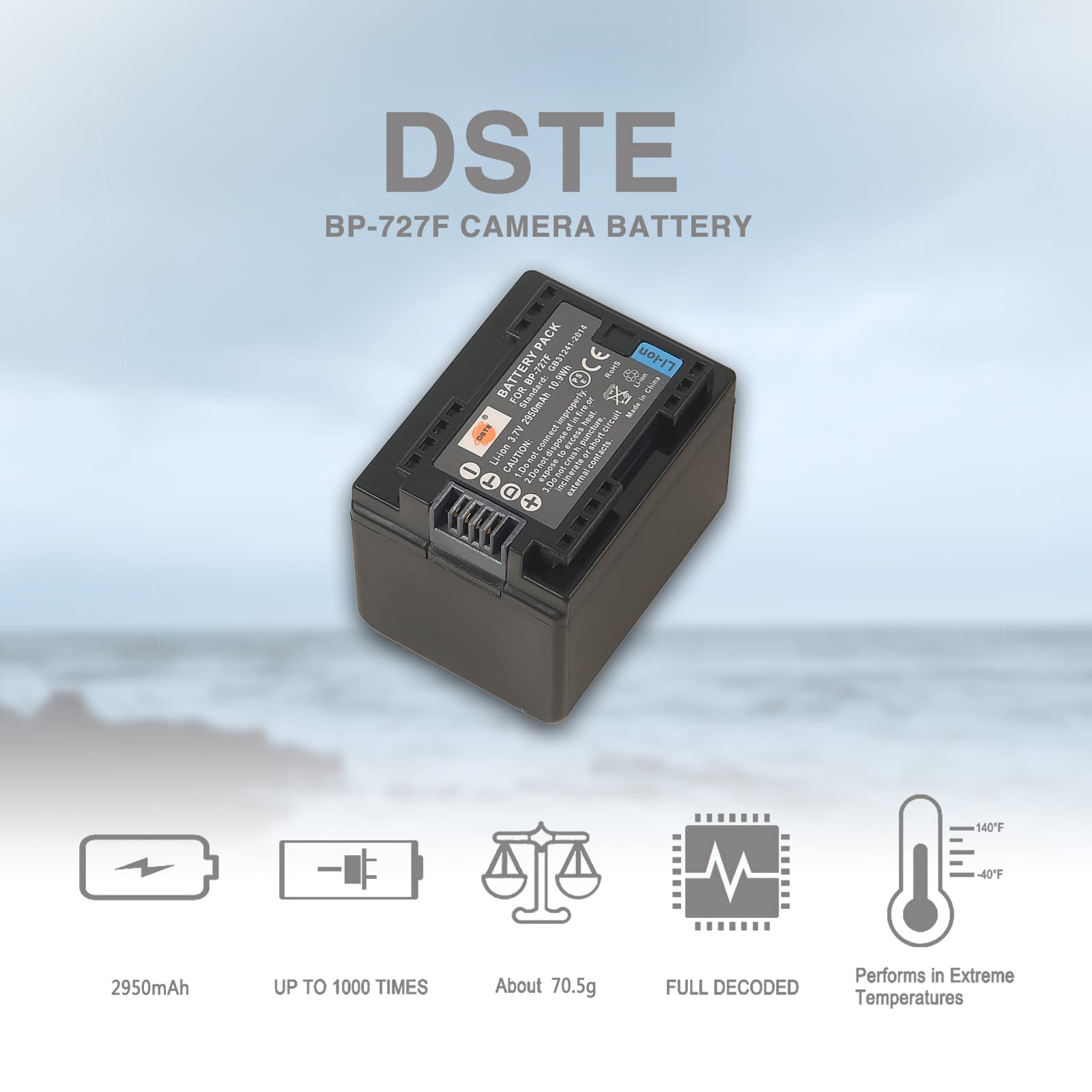 DSTE BP-727 batería de Iones de Litio y Cargador Micro USB Compatible con Canon VIXIA HF M50 R32 R36 R40 R42 R50 R52 R56 R300 R306 R308 R400 R500 R506
