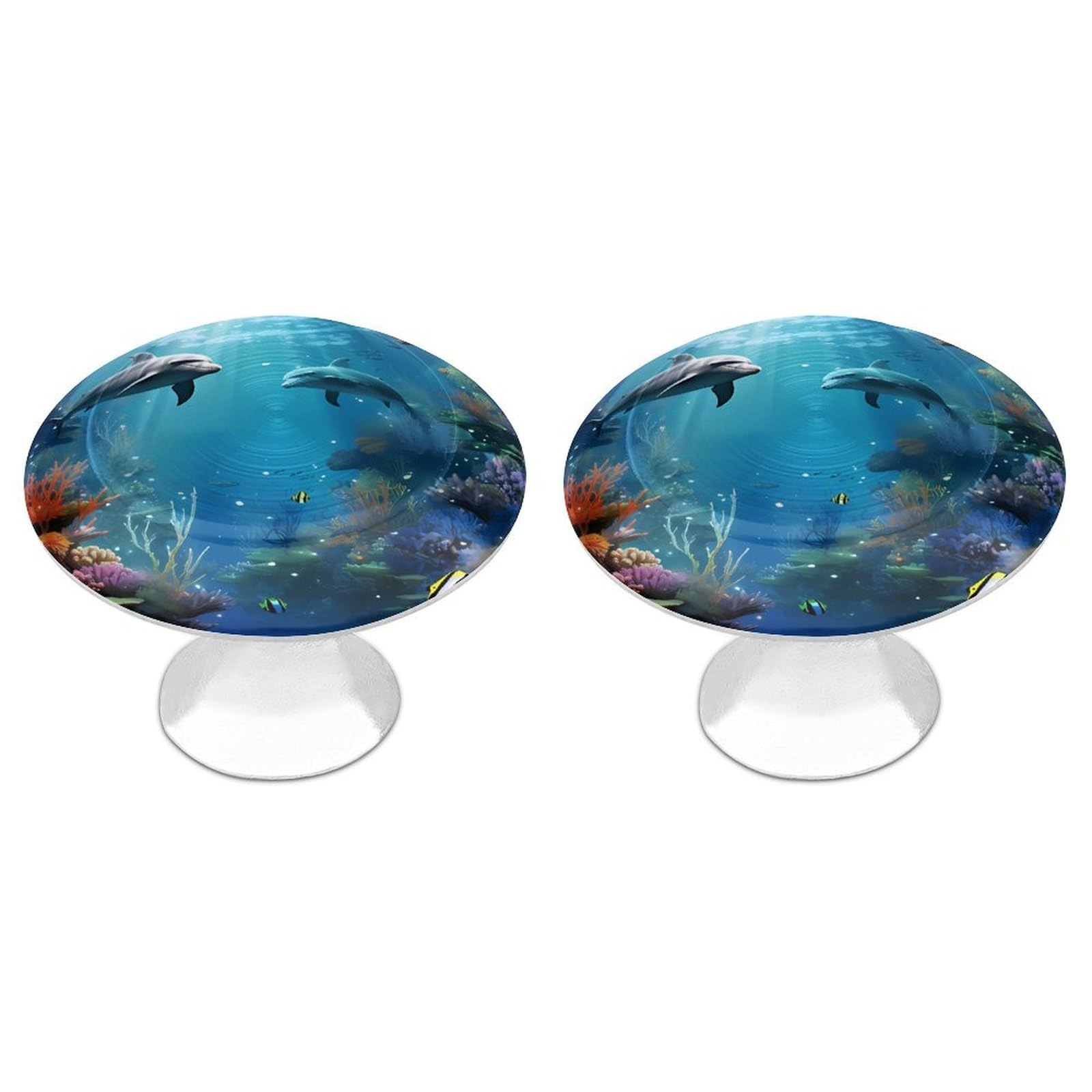 NTVOWPZO Cabinet Handles Round Drawer Pulls Blue Ocean Underwater Fish Dresser Knobs for Cabinets and Drawers Handle for Bathroom Cupboard Drawers Cabinet Pulls for Kitchen Door