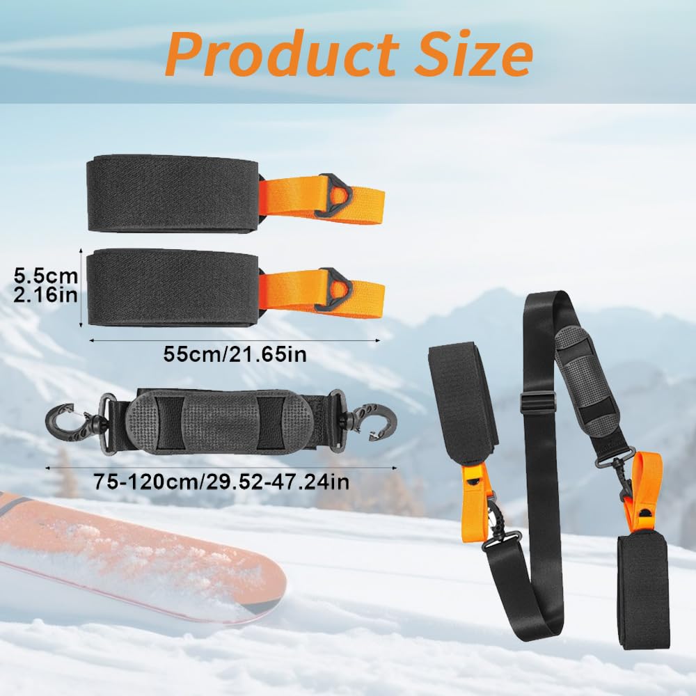 Tracolla per sci,racolla Universale per Sci e bastoni da Sci in Mano o sul Braccio,tracolla regolabile in nylon, accessori per sci,Ski Strap Imbracatura Sicurezza(Giallo)