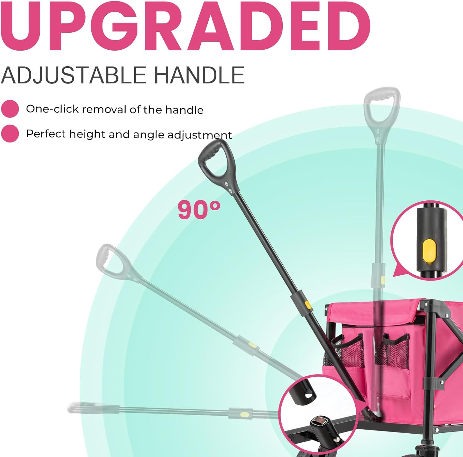 Overmont 200L Foldable Wagon Cart - 49.2 Extended Heavy Duty Collapsible Folding Utility Wagon with All-Terrain Big Wheels for Outdoor Camping Sports Garden Beach Grocery - 300lbs Support