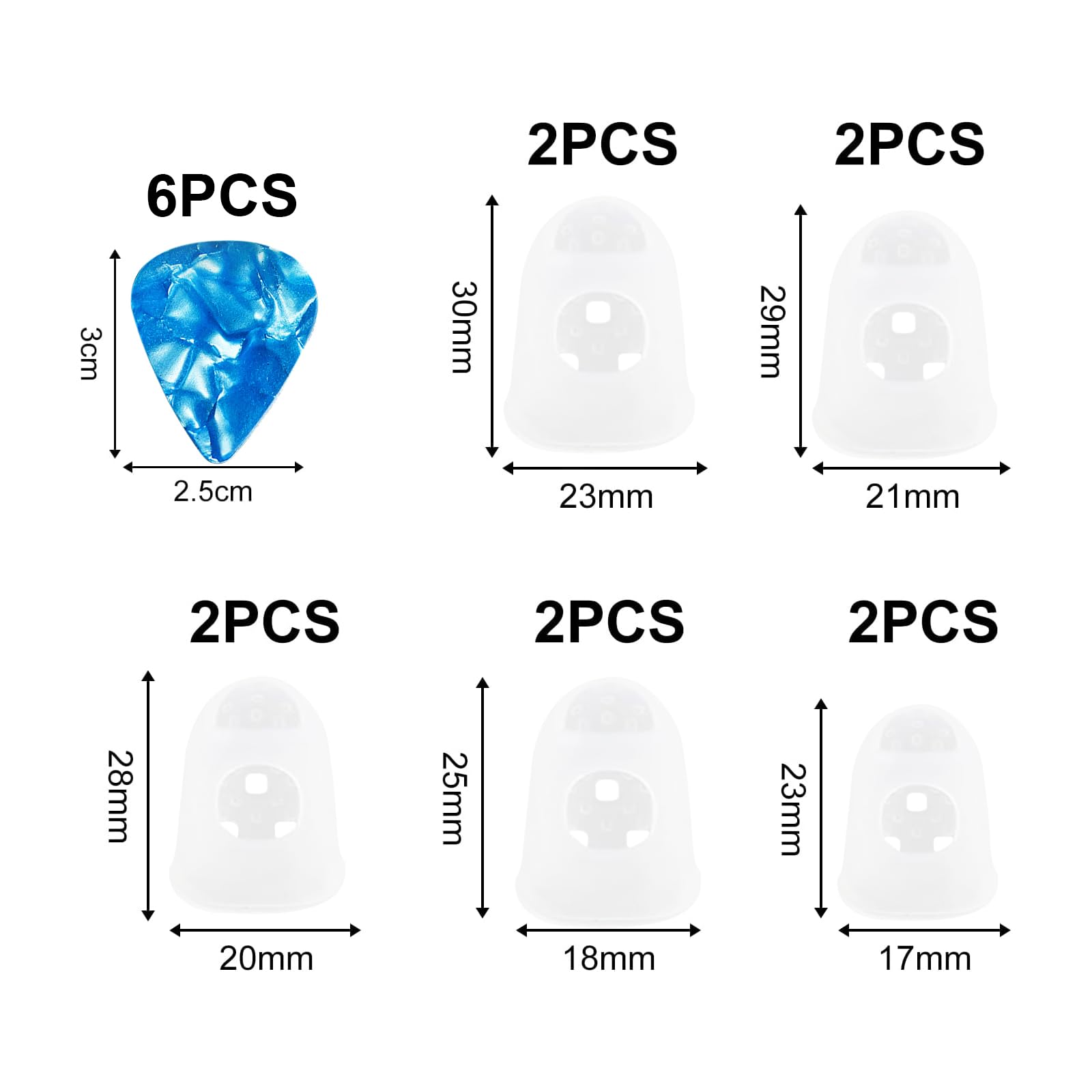 Silicone Finger Protector Set, 10 Pieces with 6 Guitar Picks, String Finger Guards, Guitar Fingertip Protectors - Image 2