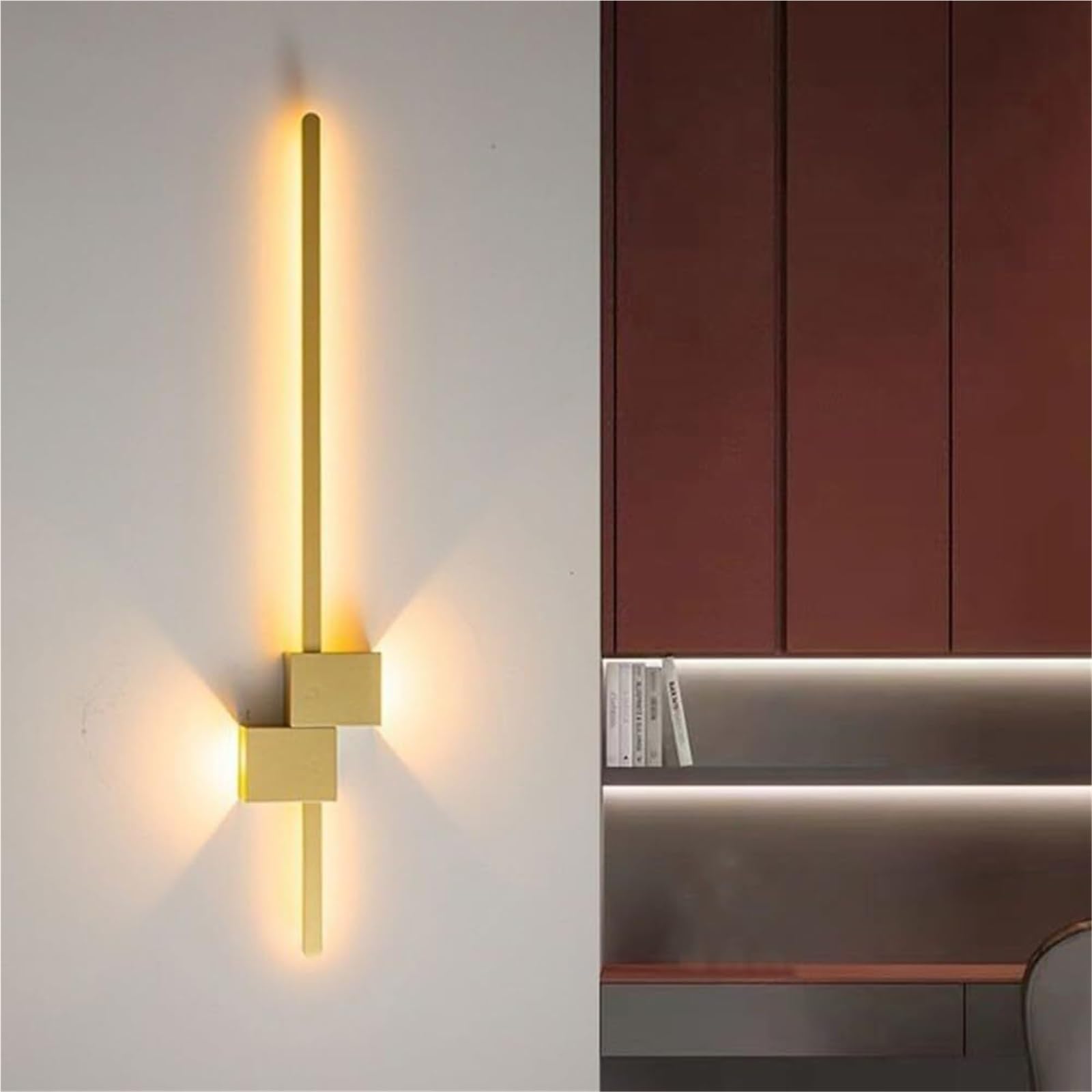 KHUKHU Long Strip Wall Light Modern Minimalist Linear Wall Lamp 60-120cm Indoor Wall Sconce LED Wall Light Dimmable Wall Light Fixtures for Bedroom Living Room(B,60 * 15cm)