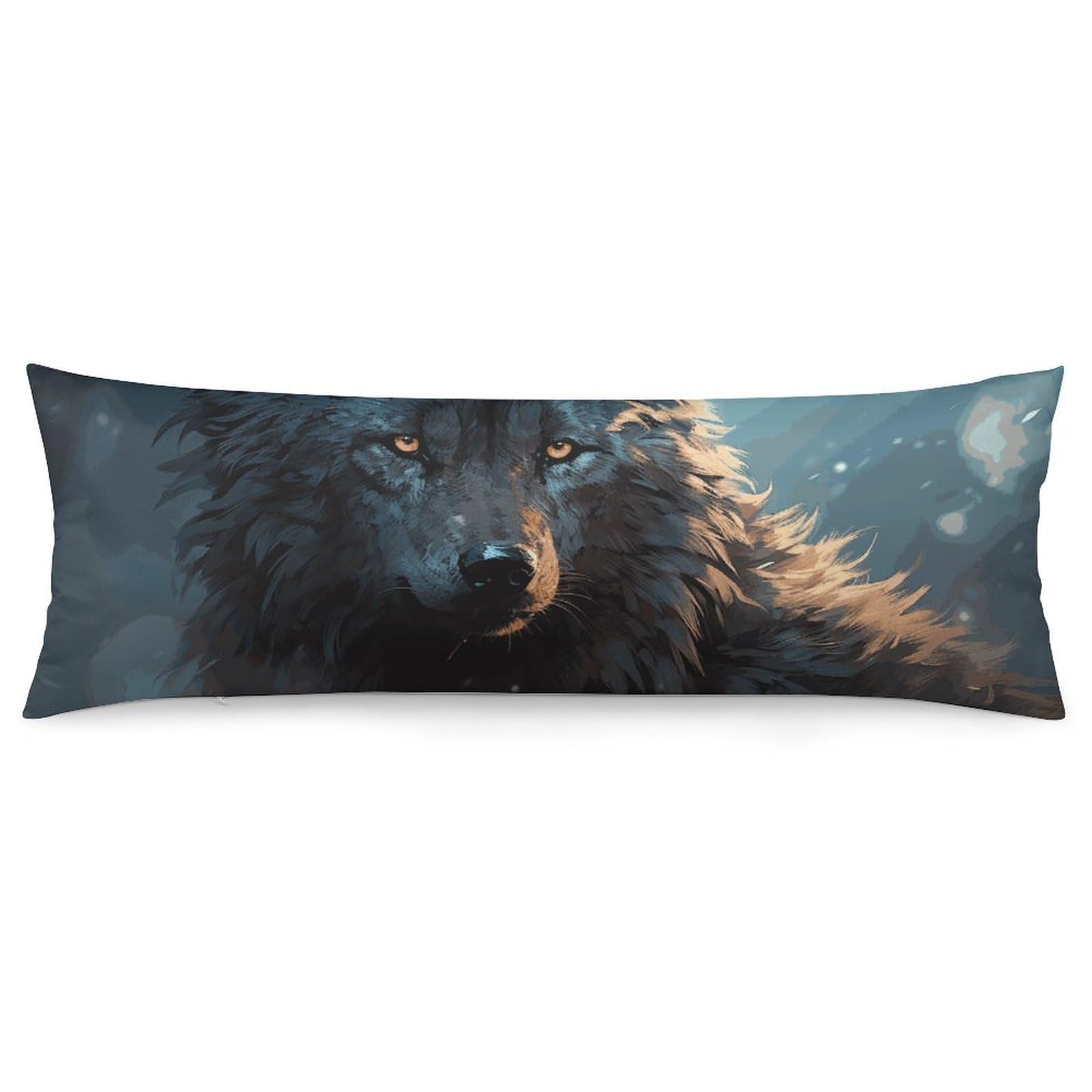 2 Pack Pillow Cases for Hair and Skin, Soft Breathable Pillow Case Covers with Hidden Zipper, Fantasy Wolf Pillowcase 20"x54" Pillow Covers for Sleeping Gift