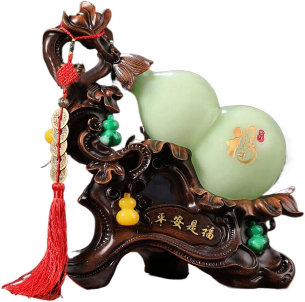 琉璃玉葫芦 Pure Copper Gourd Retro Home Decor Tabletop 摆件 Feng Shui Figurine Home Office Decor Chinese Gifts 招财玄关葫芦 Pure Copper Gourd Retro Home Decor Tabletop 中式家居客厅电视柜饰品乔迁新居礼品 8684