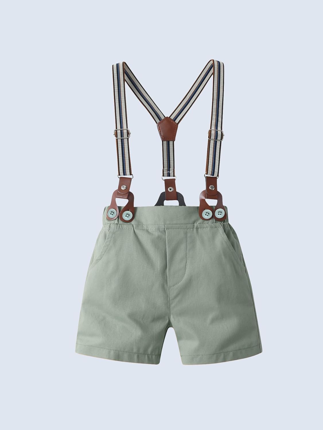 Baby Boys Shorts Sets,Infant Shirt + Shorts + Bow Tie + Suspenders,Toddler Summer Gentleman Outfits - Image 6