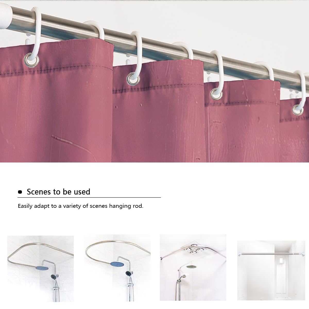 Rideau Douche Salle de Bain Rose Rouge dégradé ombré W180xL220 cm