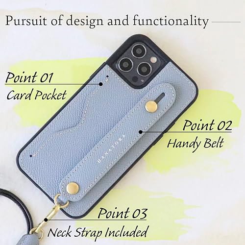 Miniatura 3 de hanatora  Funda para iPhone 13 Mini Funda de cuero con agarre de cuero en relieve, correa de cuero asociada con una sola mano, función de soporte de