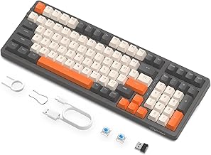K8 Wireless Mechanical Keyboard, 100 Keys, Hot Swappable Blue Switches, Gasket RGB, Trip-Mode BT5.0/2.4G/Wired Gaming Keyboard for PC/Mac/Windows