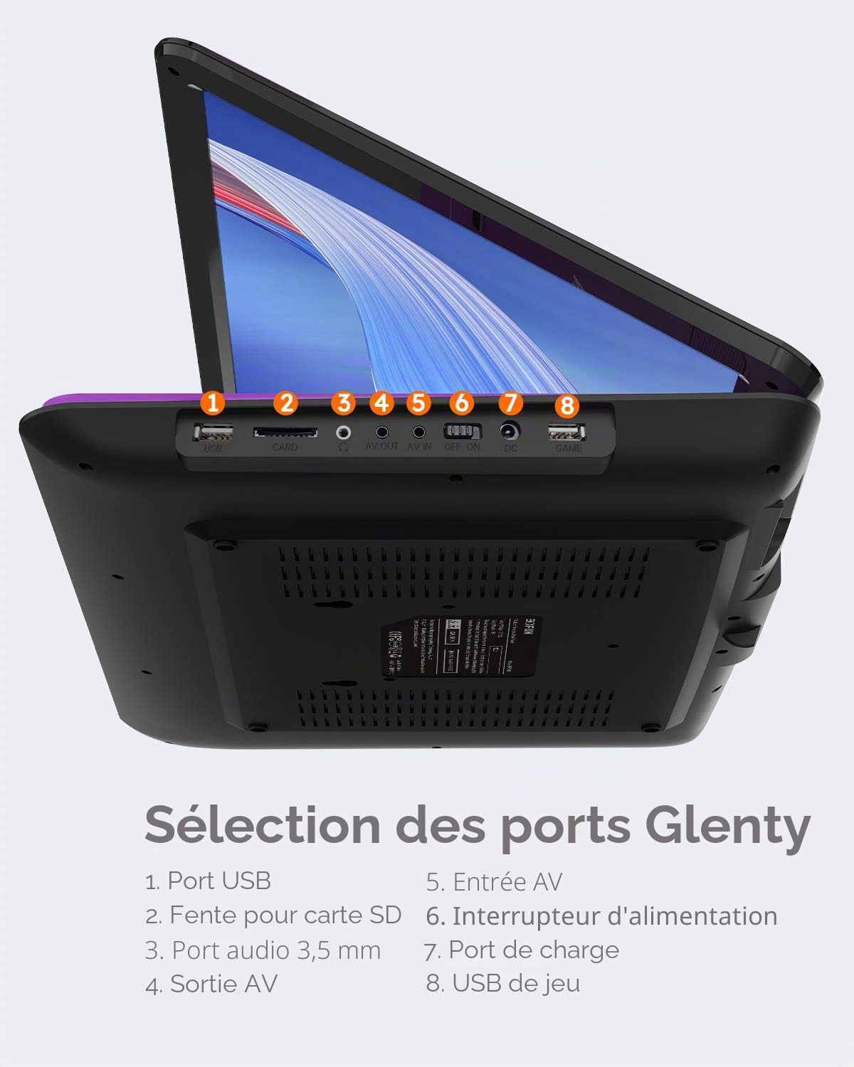 Boifun Lecteur DVD portable 17,5" avec grand écran pivotant HD de 15,6", batterie rechargeable de 6 heures, prise en charge USB/carte SD/synchronisation TV et lecteur DVD de plusieurs formats de
