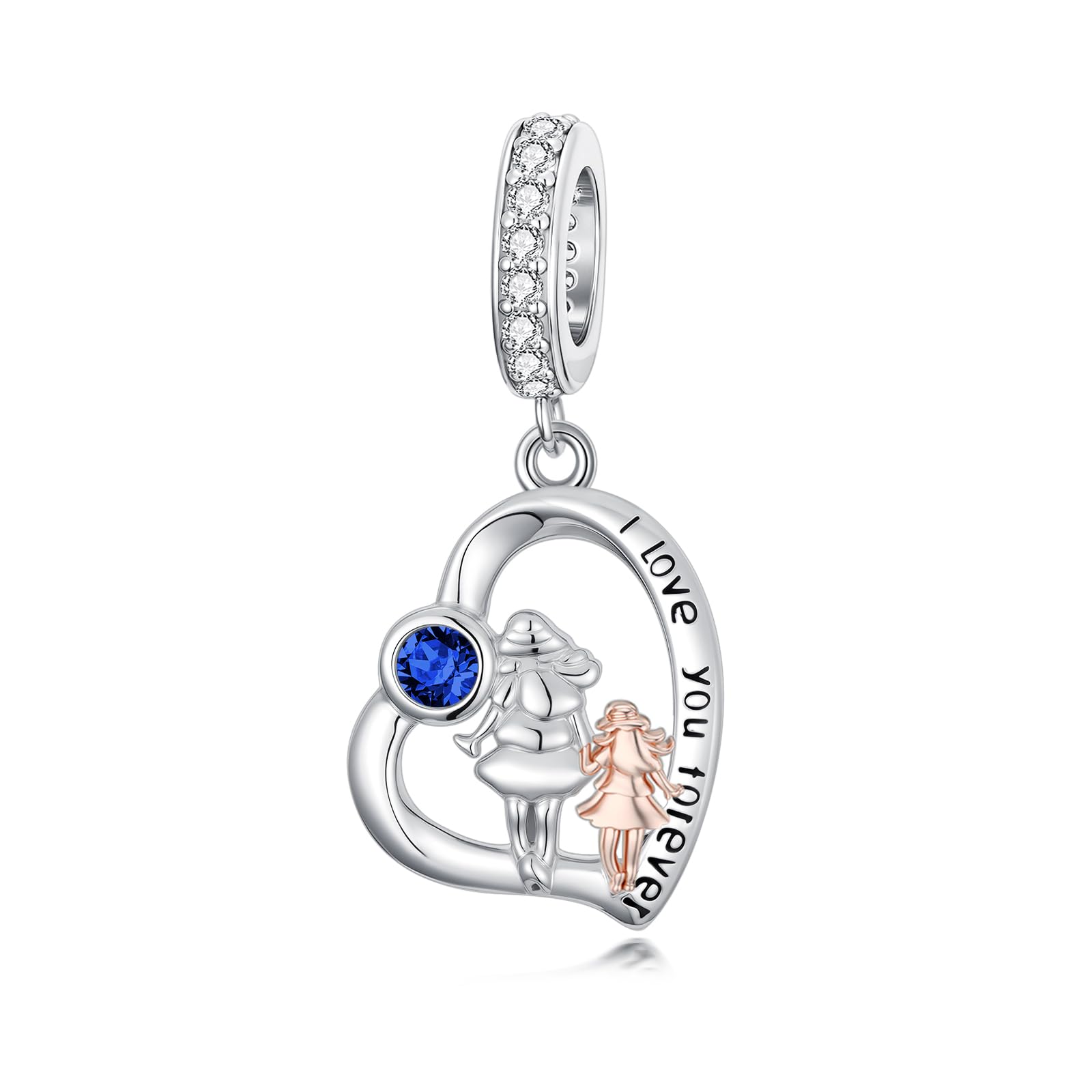 PROESS Father Mother Daughter Charm fit Charms Bracelet Sterling Silver Charms for Bracelets Birthday Valentines Day Gifts for Daughter Mother Lover